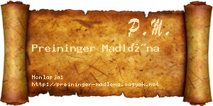 Preininger Madléna névjegykártya